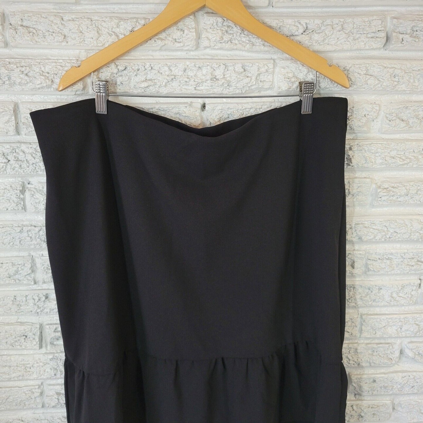 Roz Ali Womens Skirt 2X Aline Knee Length Ruffle Black Poly Blend Pull On Comfy