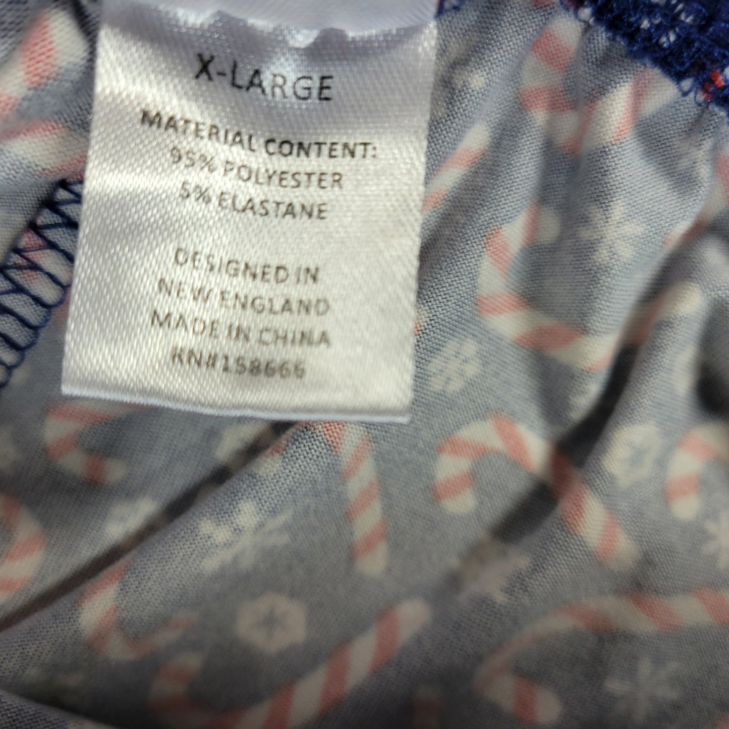 Christmas Womens Pajama Pants XL Pull On Blue Red Candy Canes Holiday Drawstring