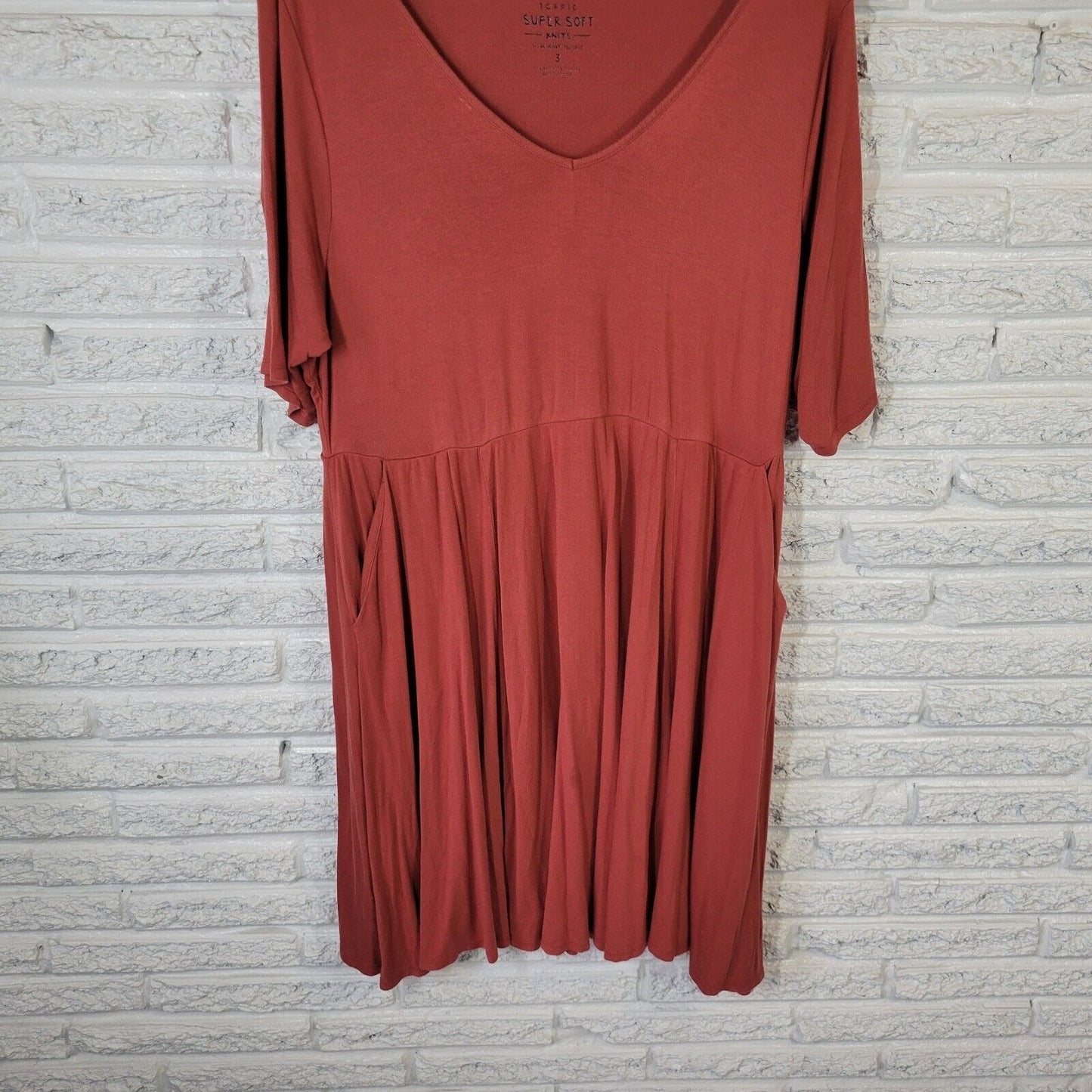 Torrid Super Soft Knits Womens Dress 3 3X Burnt Orange Pockets Elastic Waist