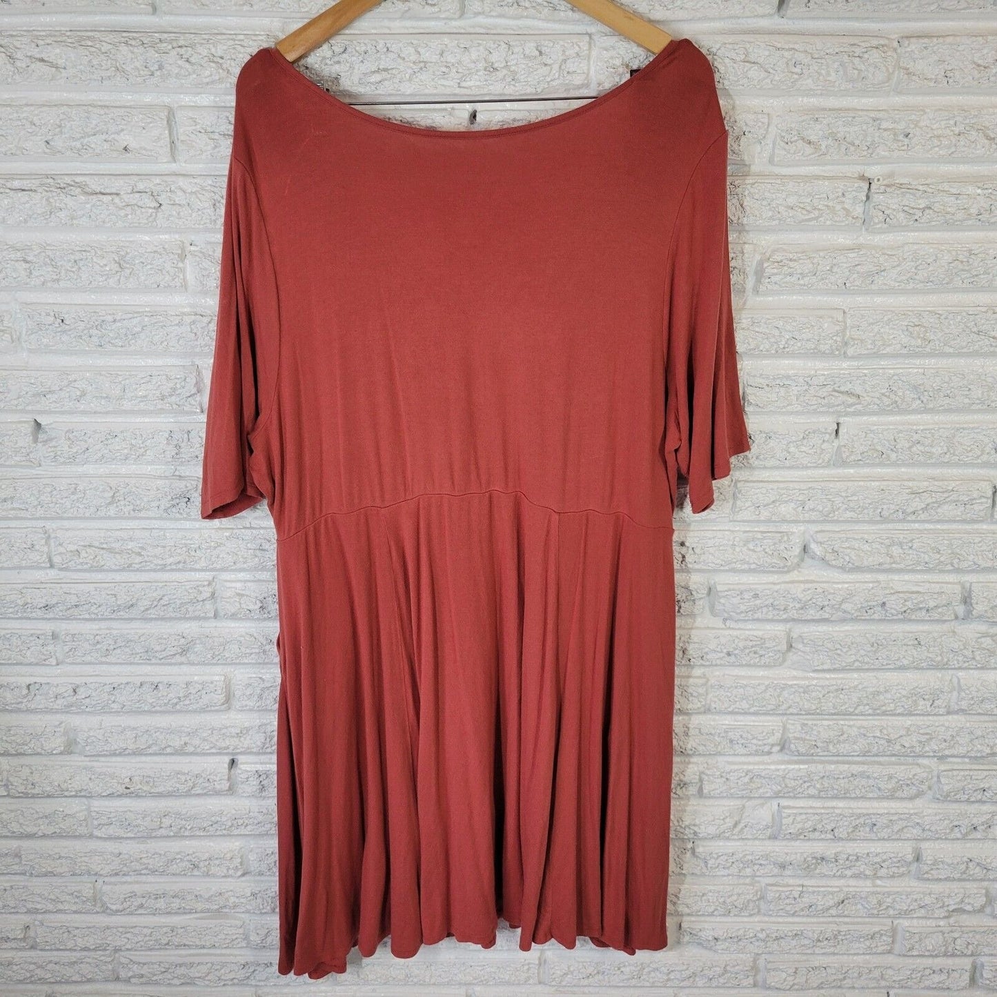 Torrid Super Soft Knits Womens Dress 3 3X Burnt Orange Pockets Elastic Waist