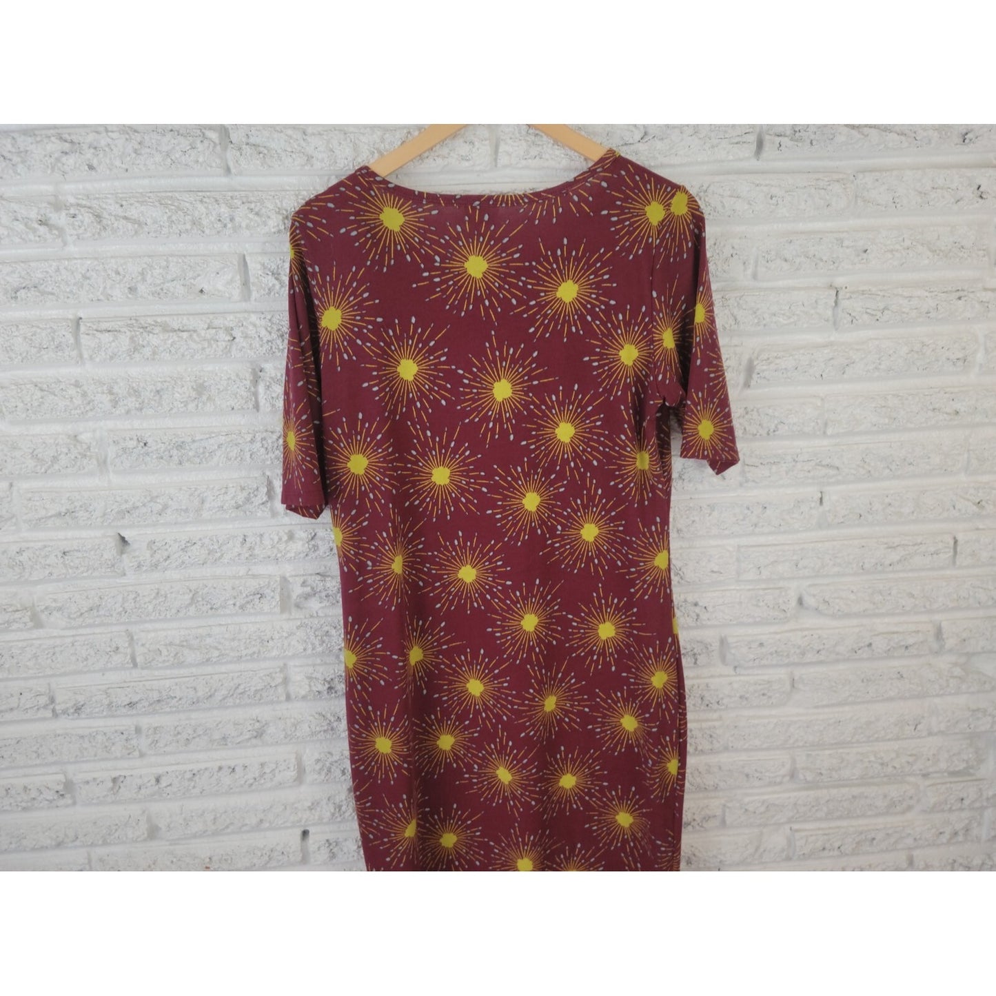 Lularoe Womens Dress Extra Large Short Sleeve Burgundy Casual Pullover Sun