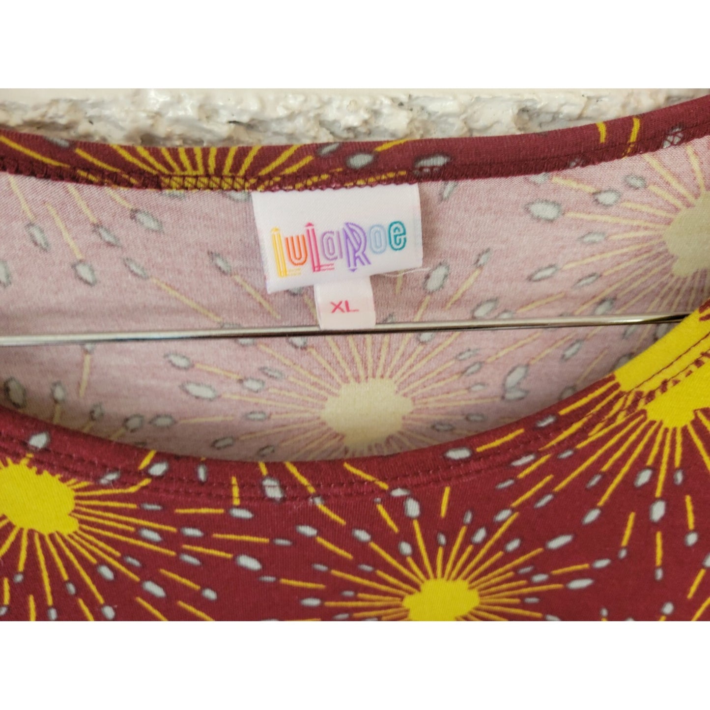 Lularoe Womens Dress Extra Large Short Sleeve Burgundy Casual Pullover Sun