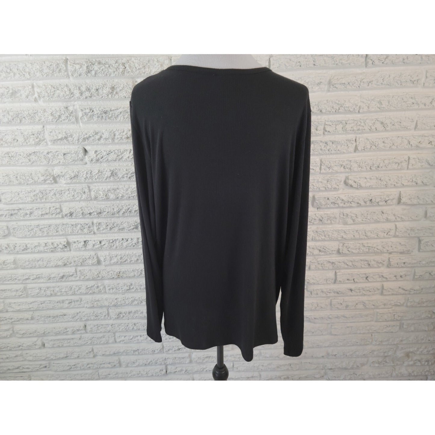 Liz Claiborne Womens Top Extra Large XL Pajama Knit Black Pocket Pullover New