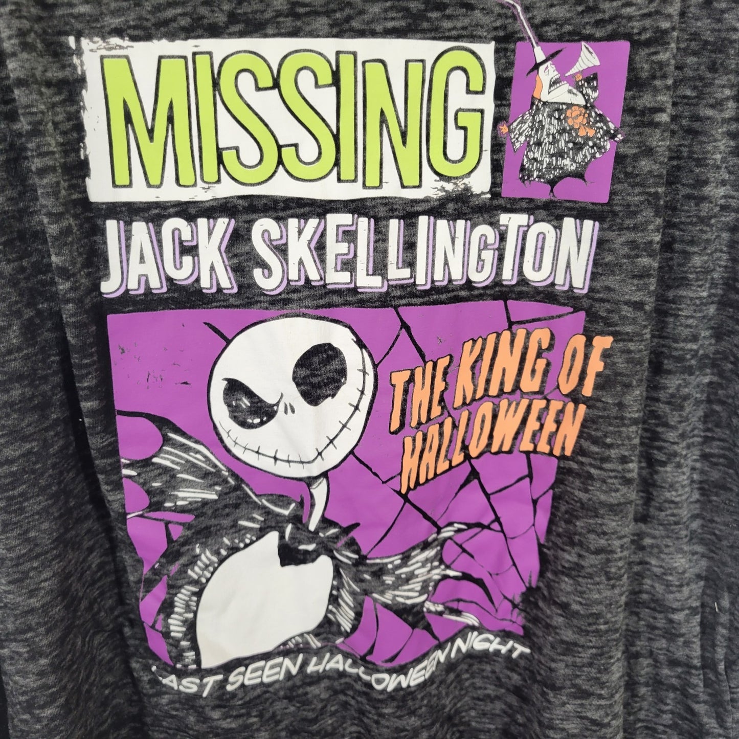 Christmas Disney Nightmare Women Tee 2X Plus Black Burnout Missing Jack Skeleton