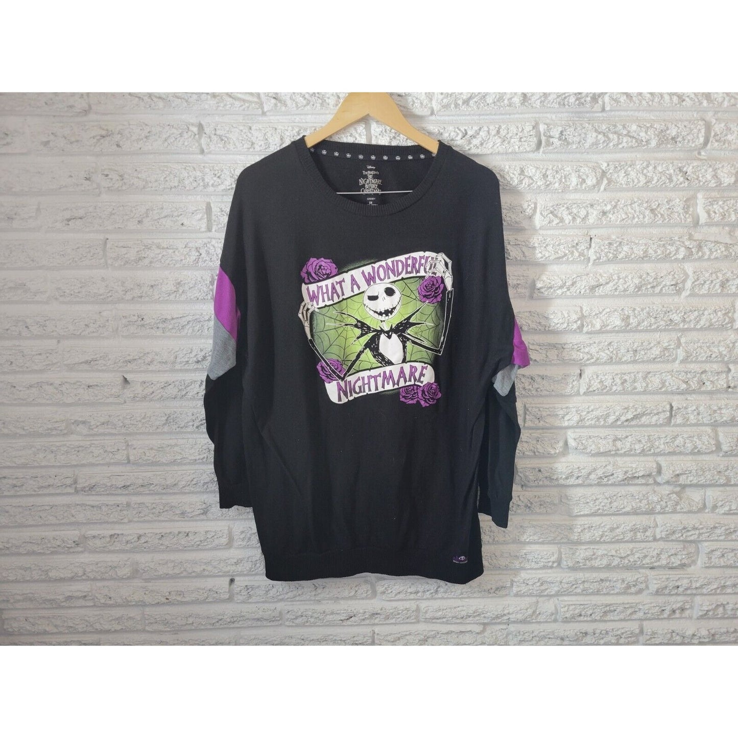 Disney Nightmare Christmas Women Top 2X Pajama Black Long Sleeve Soft Poly Blend