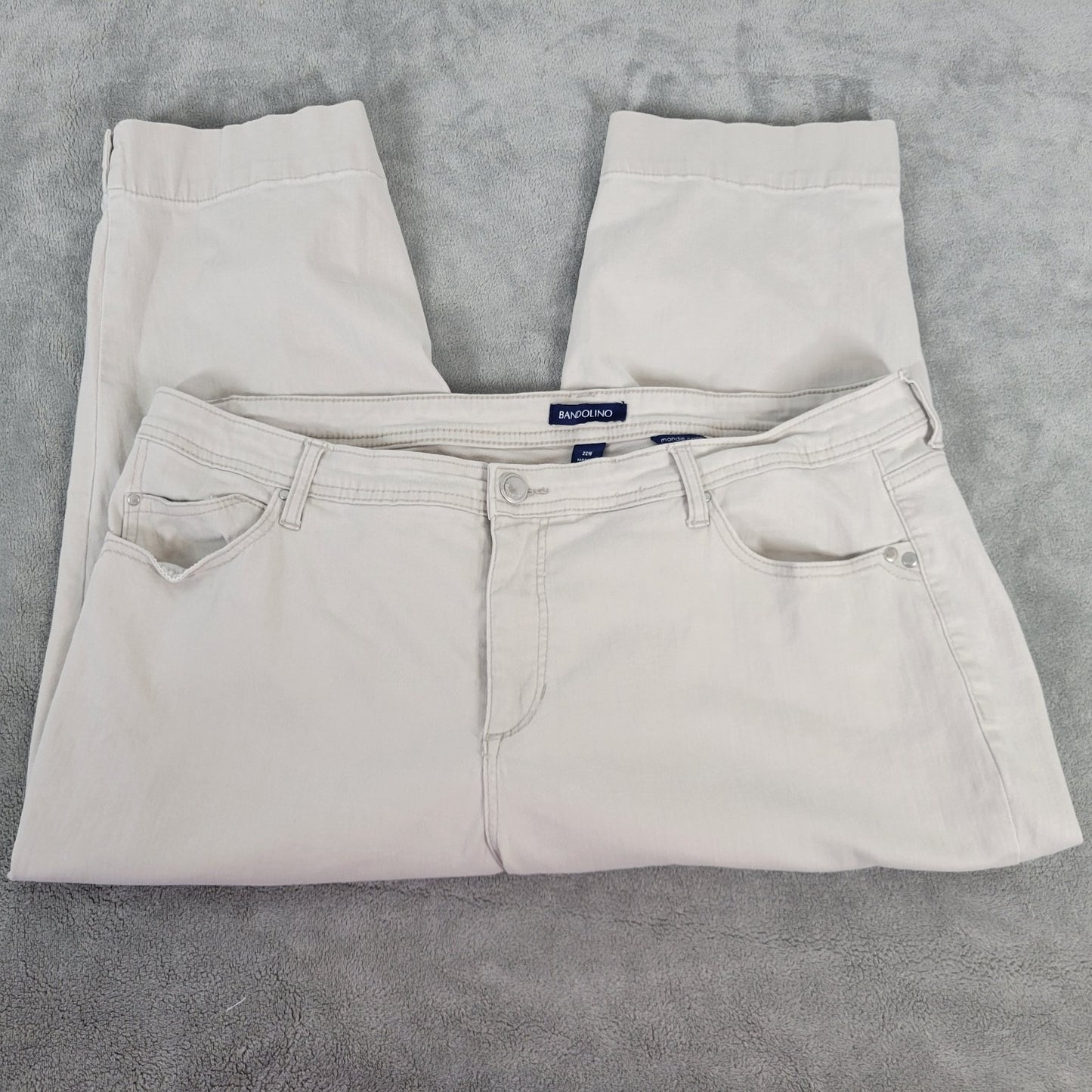 Bandolino Mandie Womens Jeans 22W Plus Capri Beige Denim Zip Fly Cotton Blend