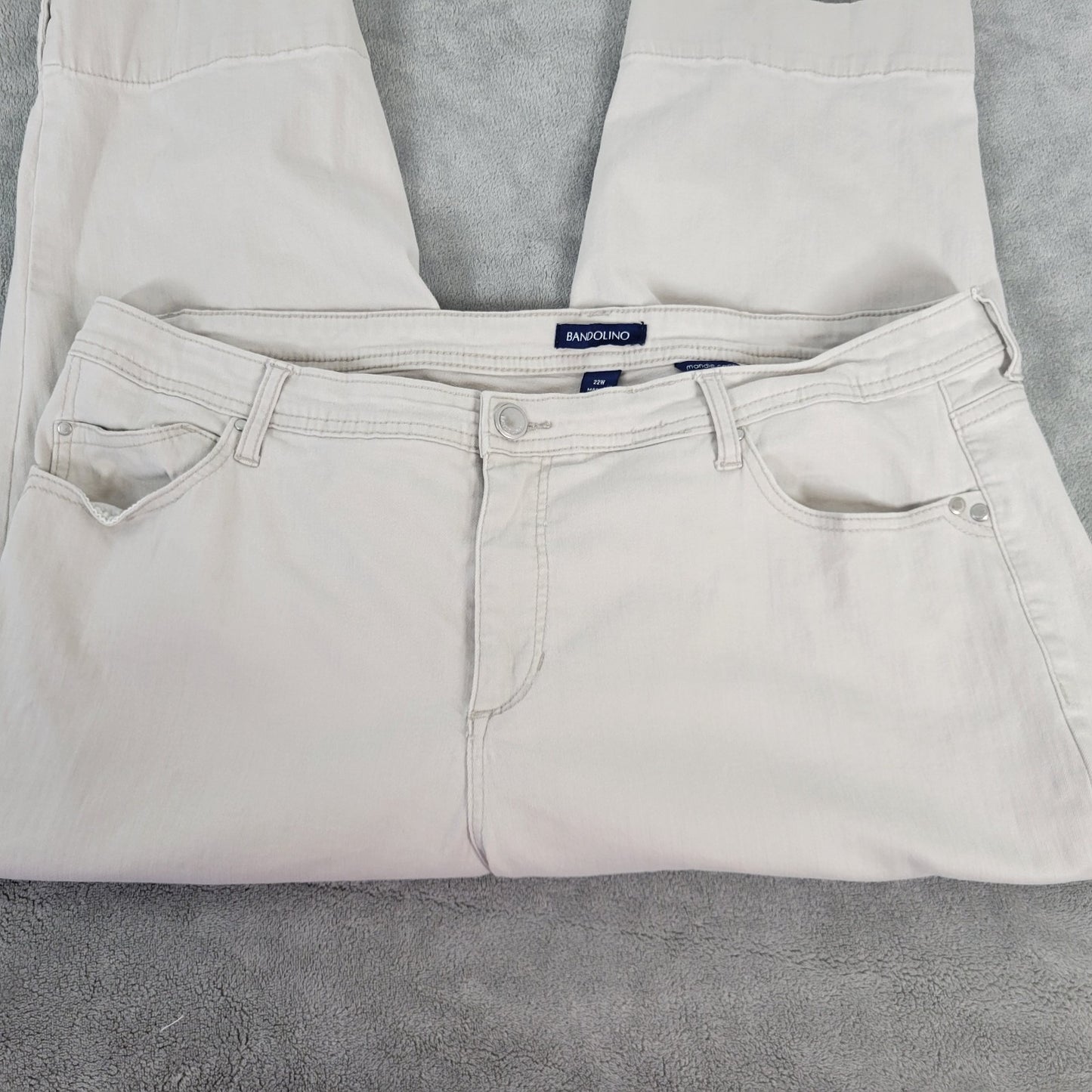 Bandolino Mandie Womens Jeans 22W Plus Capri Beige Denim Zip Fly Cotton Blend