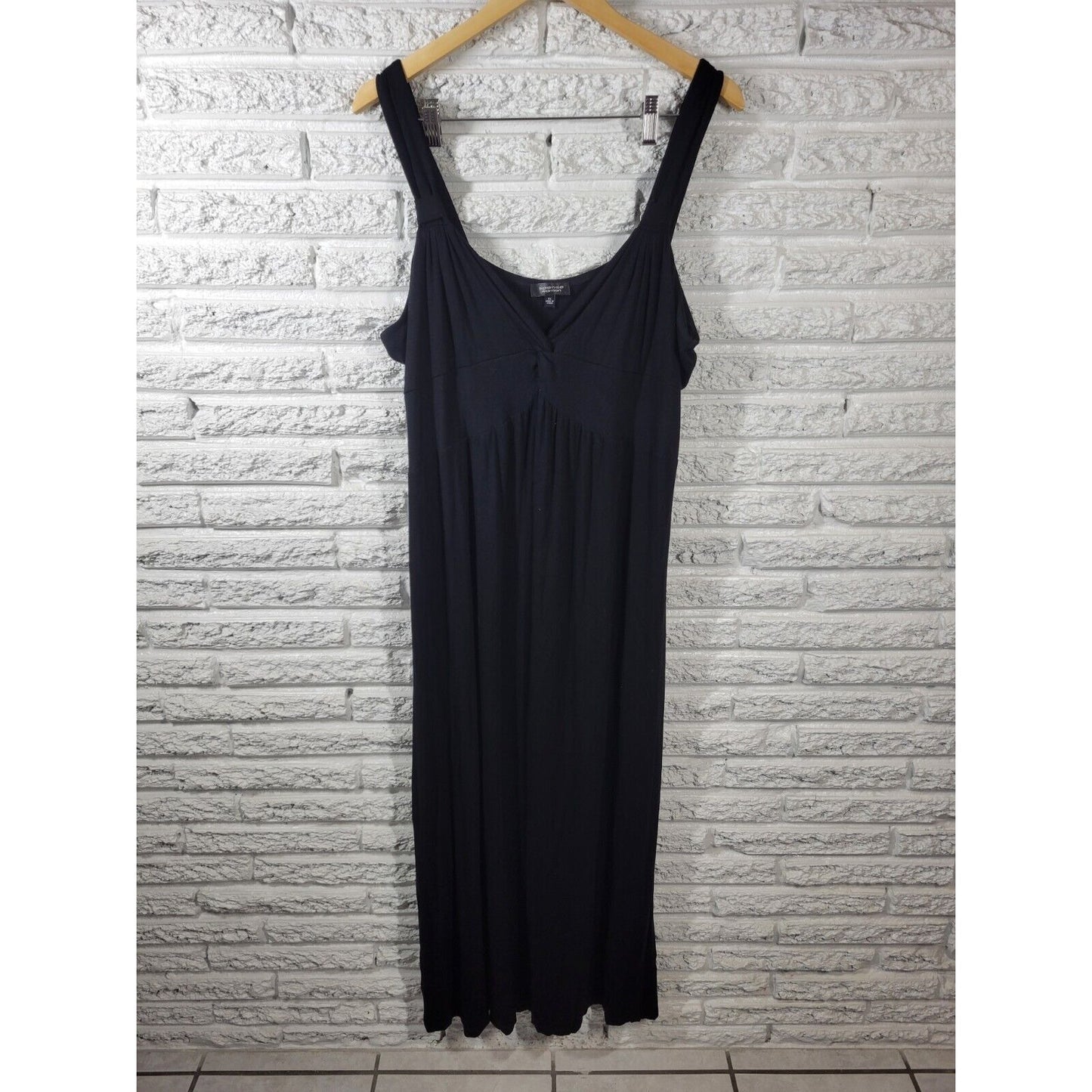 Spense Womens Dress 1X Plus Midi Sleeveless Wide Strap Black Pullover Casual