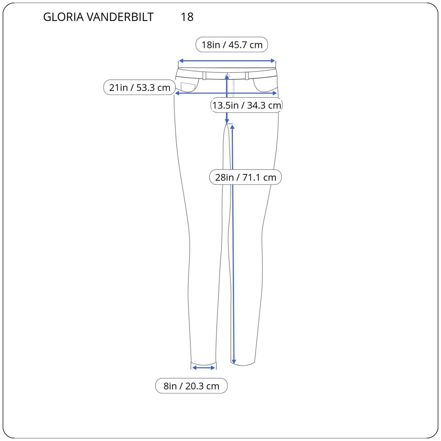 Gloria Vanderbilt Amanda Womens Jeans 18 Plus Straight Leg Comfy Dark Blue Denim