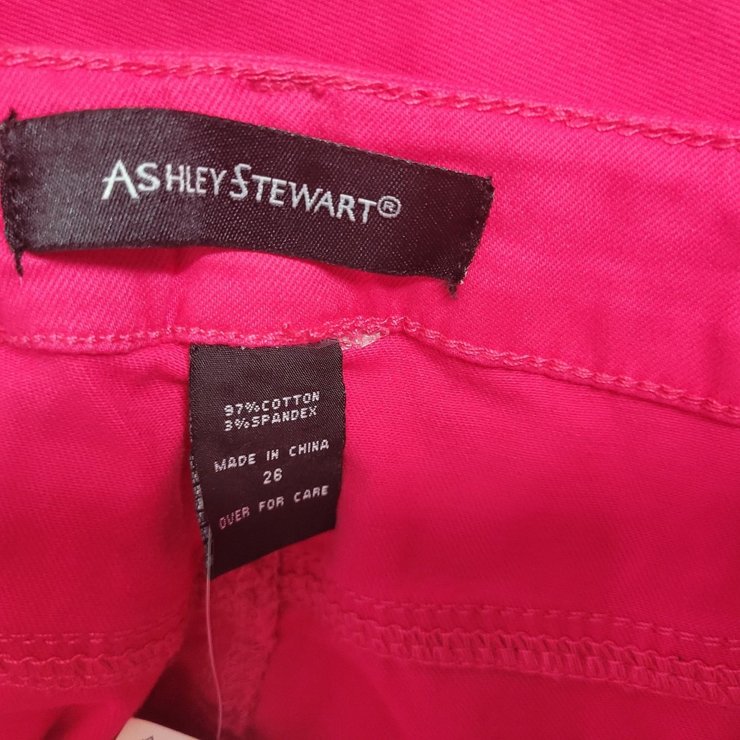 Ashley Stewart Womens Jeans 26 Plus Straight Leg Pink Denim Zip Fly Comfy New