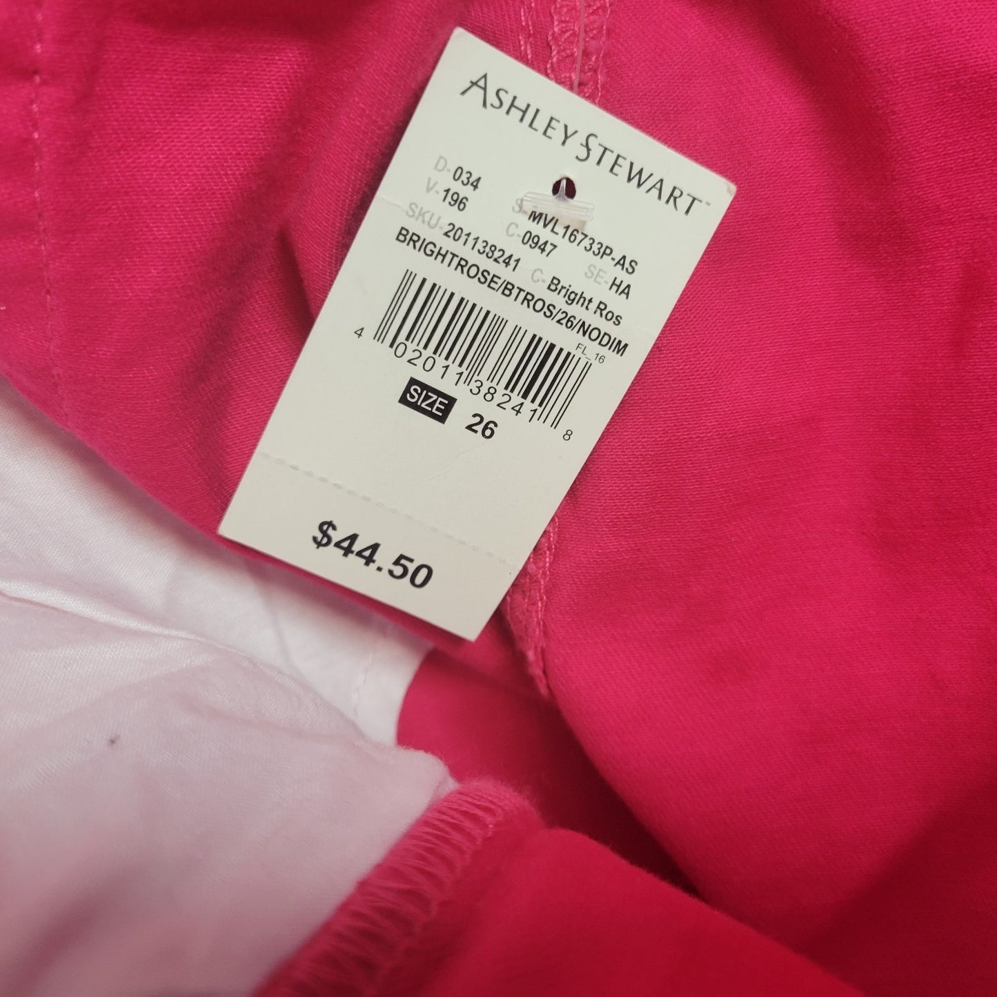 Ashley Stewart Womens Jeans 26 Plus Straight Leg Pink Denim Zip Fly Comfy New