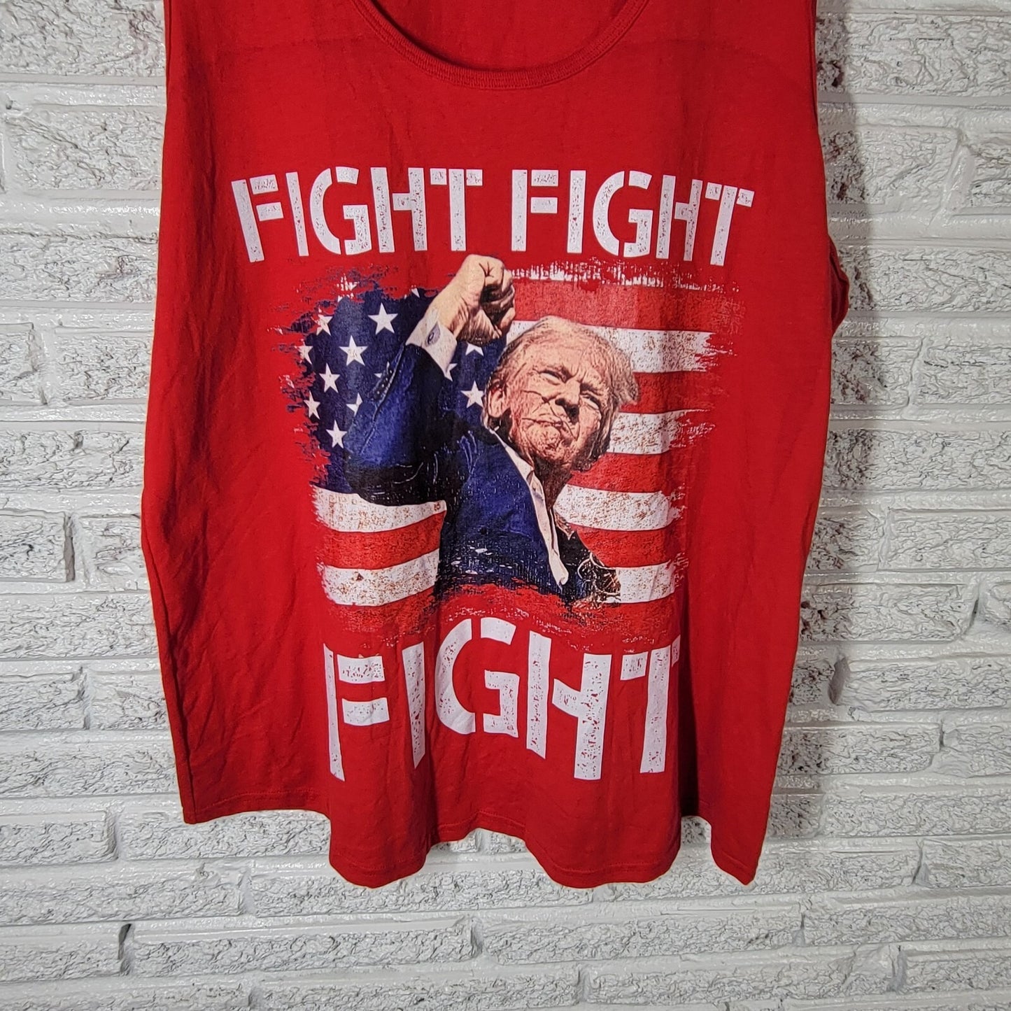 Donald Trump Womens Top XXL 2XL Plus Tank Red Fight Pennsylvania Rally Patriotic