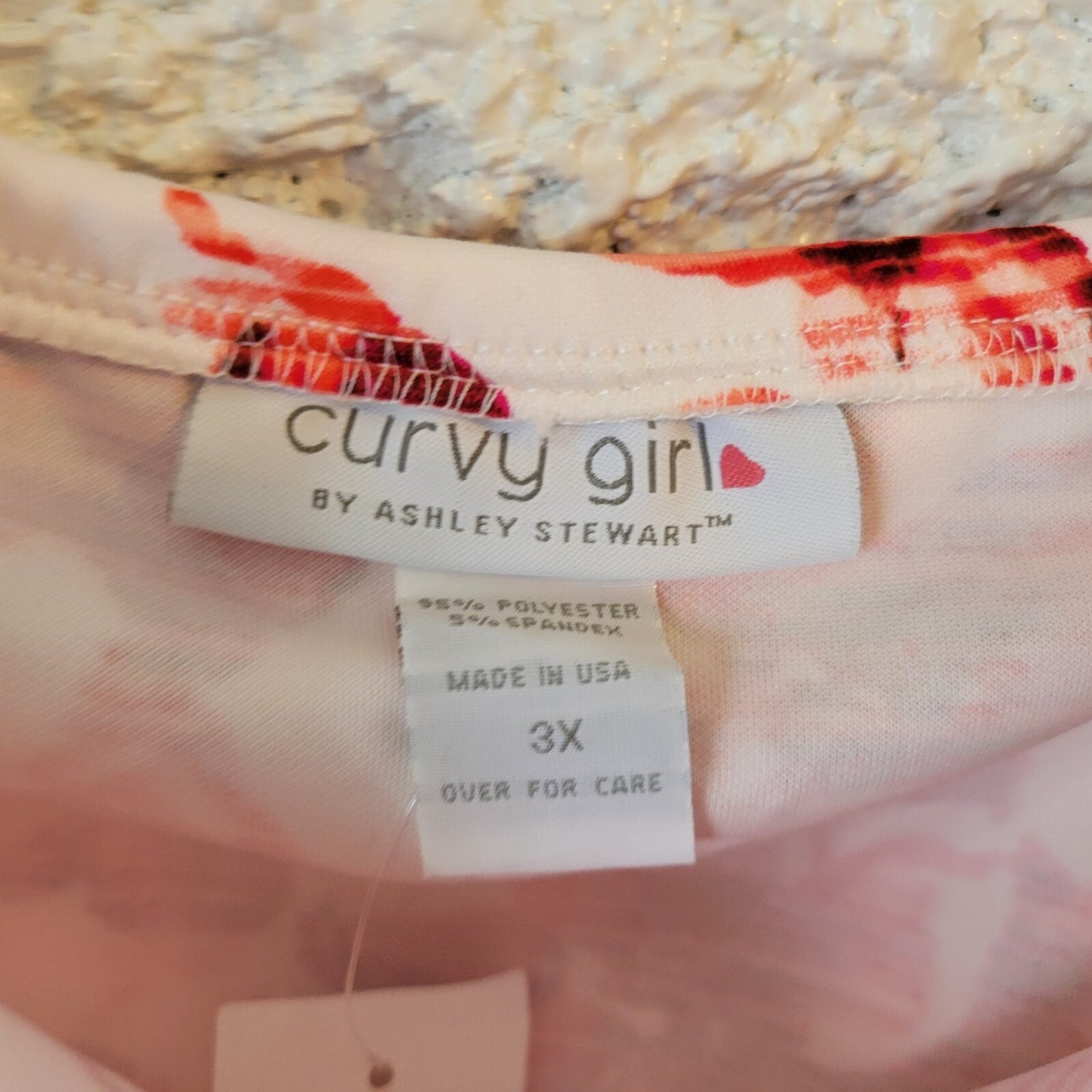 Ashley Stewart Women Top 3X Plus Curvy Girl Crop Pink Red Floral On Off Shoulder