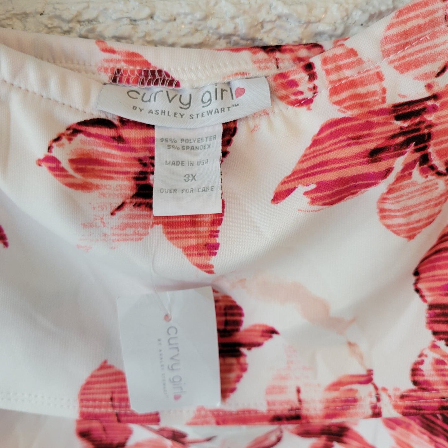 Ashley Stewart Women Top 3X Plus Curvy Girl Crop Pink Red Floral On Off Shoulder