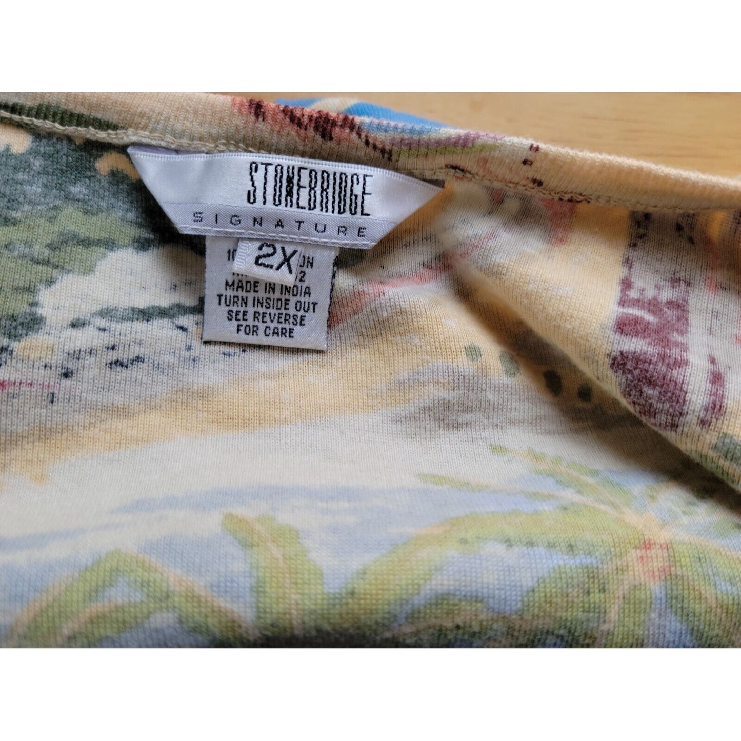 Stonebridge Signature Womens Top 2X Tunic Knit China Townscape Sequins Embroider