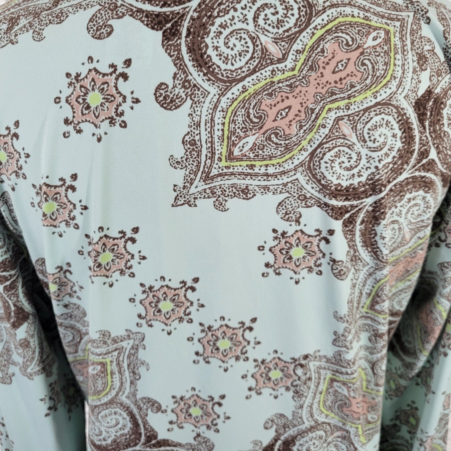 JH Collectibles Women Top Extra Large Corded Long Sleeve Blue Gray Paisley