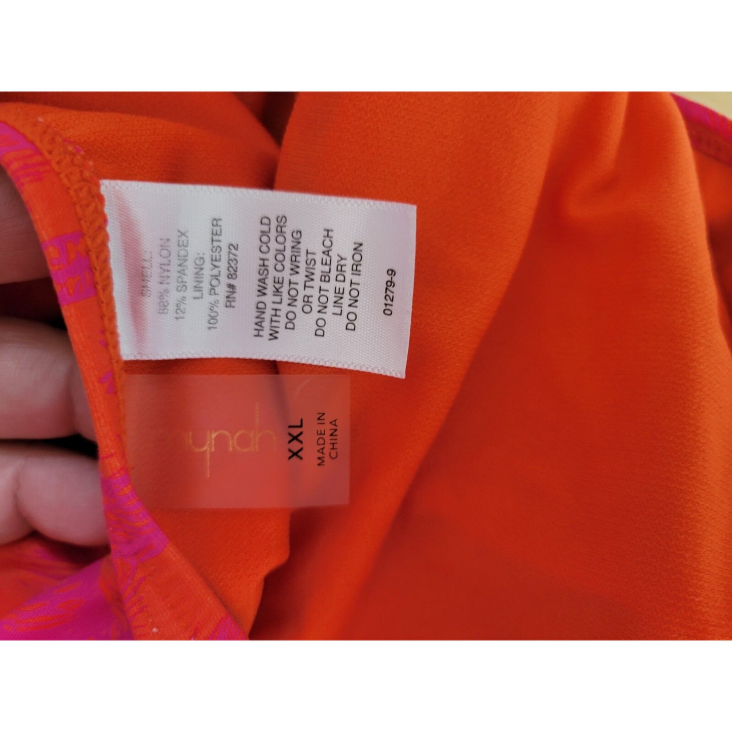 Mynah Womens Swimsuit XXL One Piece Open Back Pink Tropical Ruffle Wide Strap