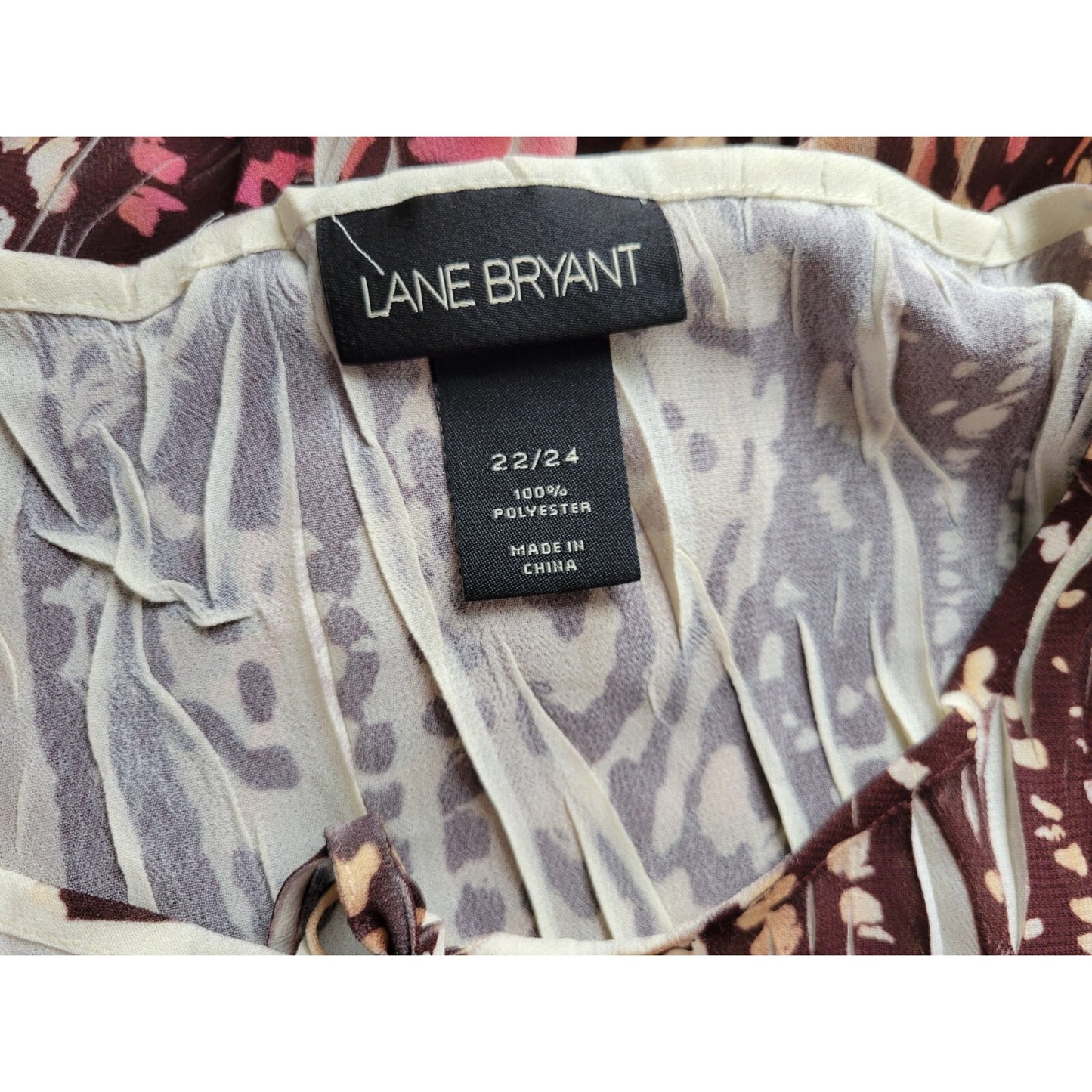 Lane Bryant Women Top 22 24 Plus Sleeveless Polyester Sheer Tan Animal Print