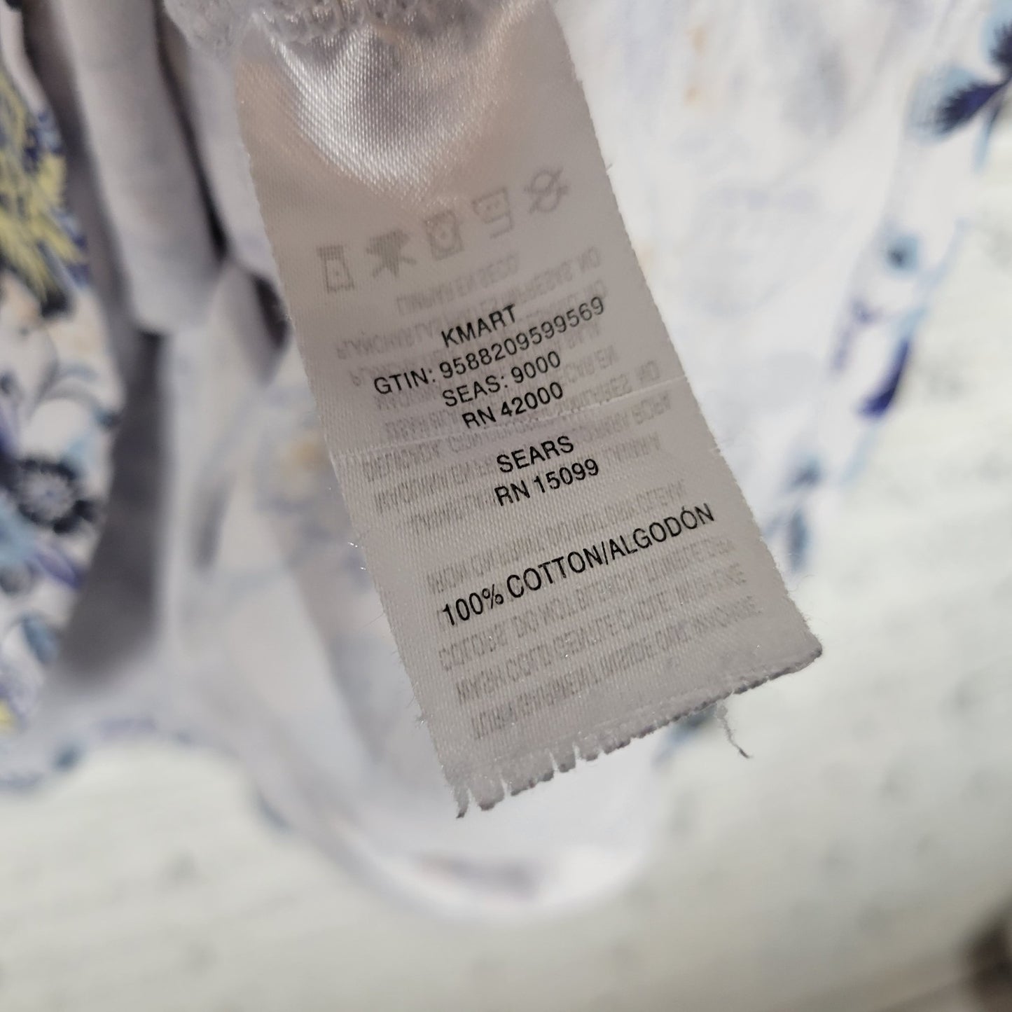 Basic Editions Womens Top 4X Plus Tee Short Sleeve Cotton Blue Yellow Floral