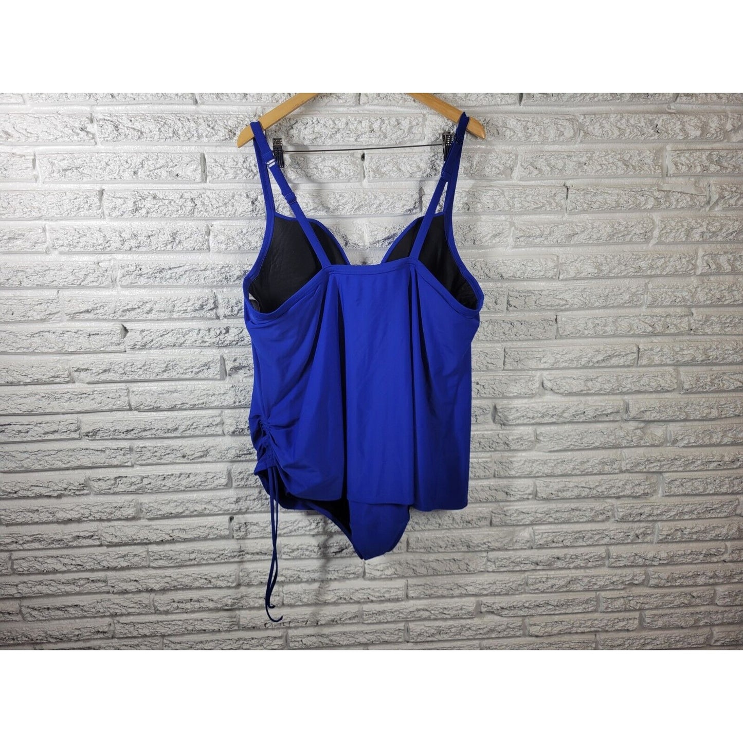 Lane Bryant Women Swimsuit 24 Skirted Blue Lined Adjustable Spaghetti Strap Bra