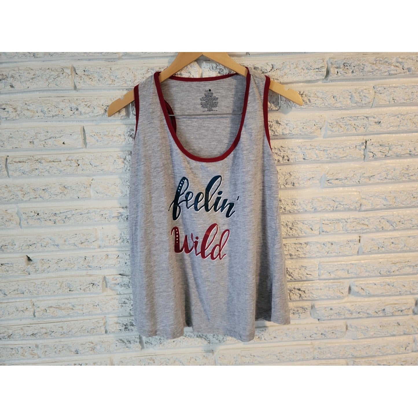 Secret Treasures Womens Top 3X Plus Tank Feelin Wild Gray Racerback Cotton Blend