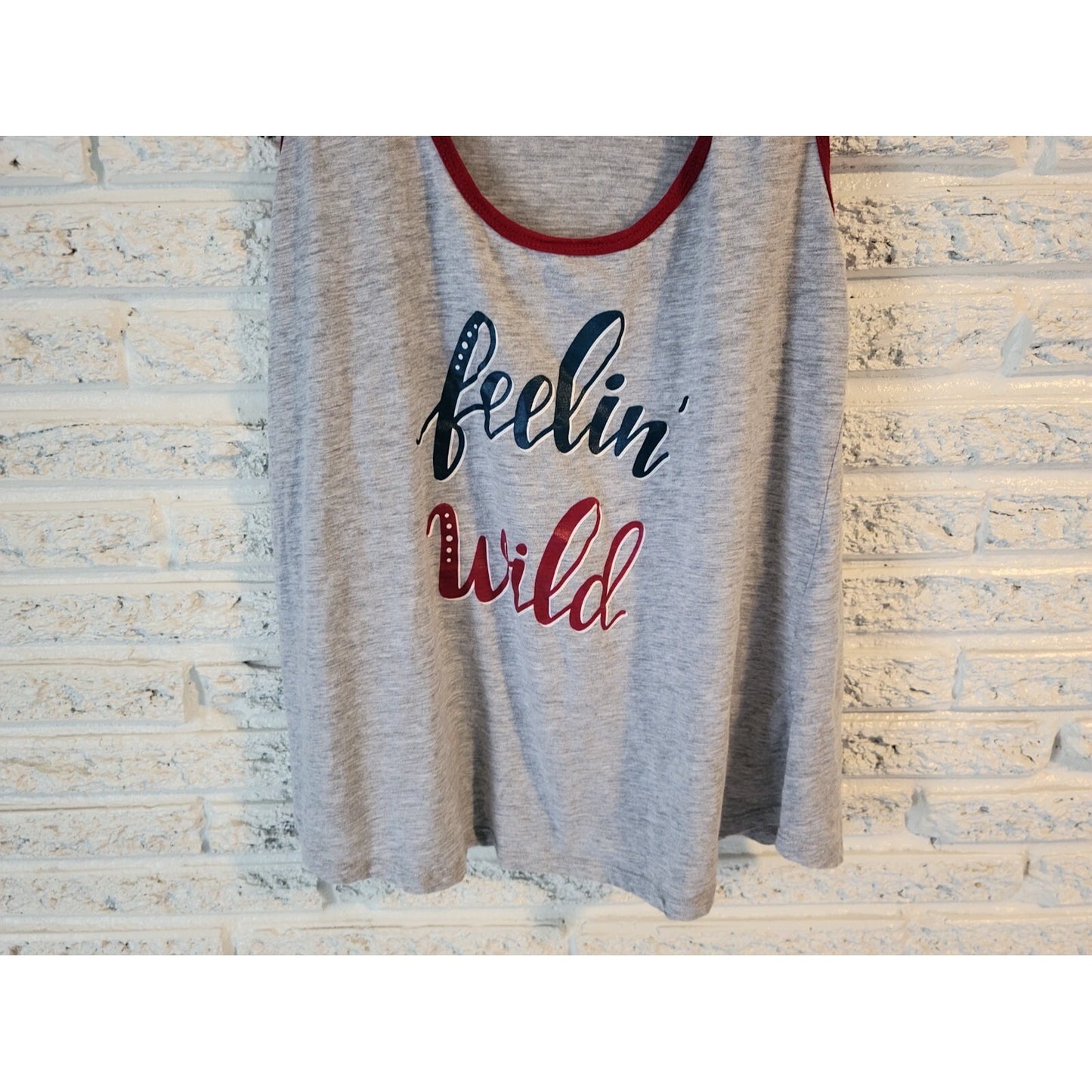 Secret Treasures Womens Top 3X Plus Tank Feelin Wild Gray Racerback Cotton Blend