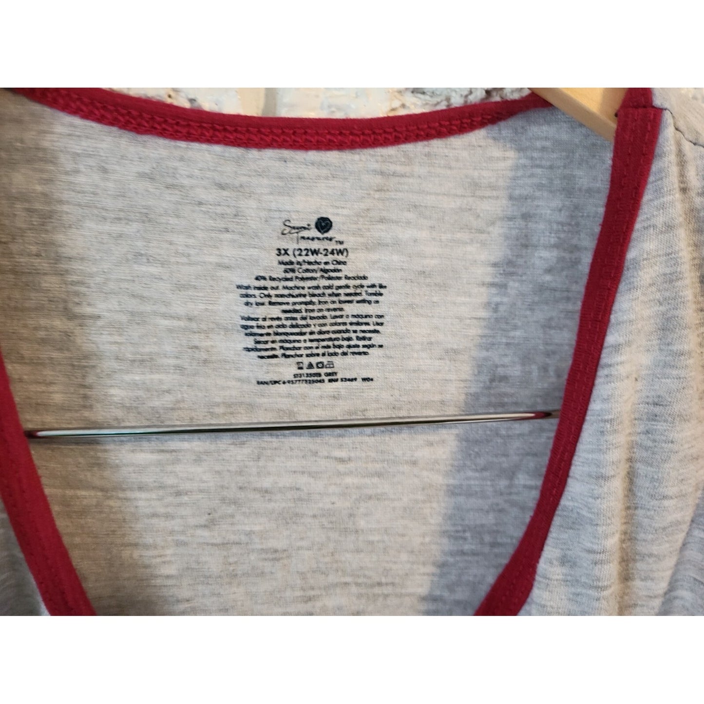 Secret Treasures Womens Top 3X Plus Tank Feelin Wild Gray Racerback Cotton Blend