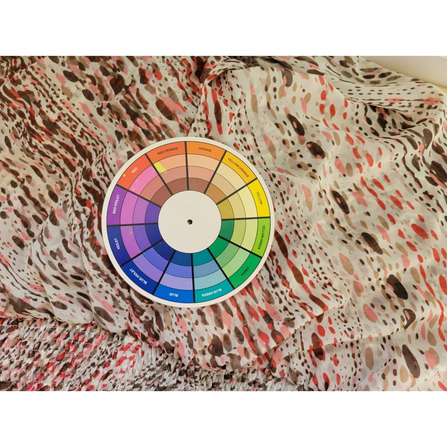 Ana Womens Top Extra Large XL Peplum Crochet Trim Brown Watercolor Casual Sheer