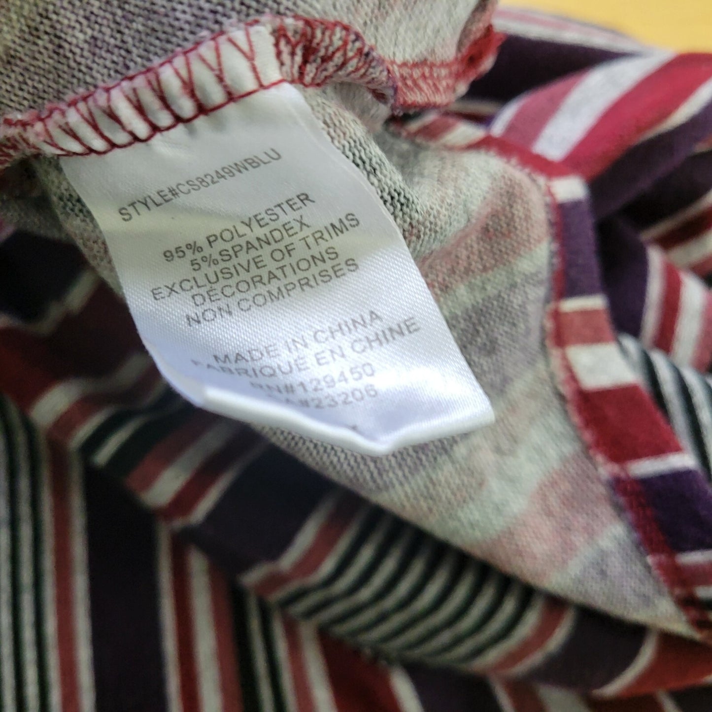 Como Blu Womens Top 2X Plus Knit 3/4 Sleeve Keyhole Burgundy Stripe Poly Blend