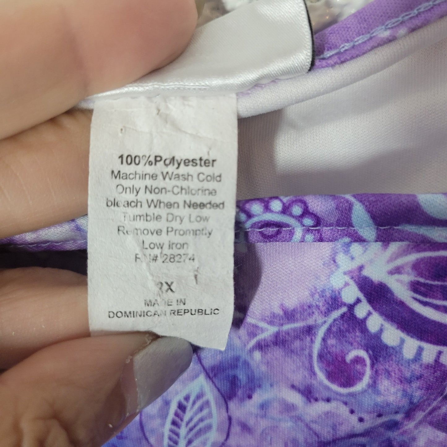 CW Classics Womens Top 2X Plus Swing Wide Strap Purple Floral Casual Lightweight