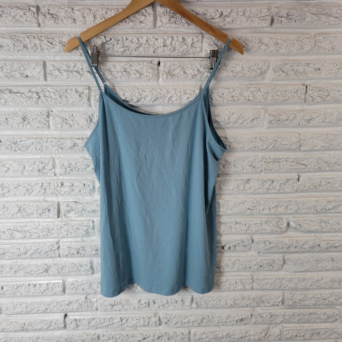 Time Tru Womens Top XXL 20 Plus Camisole Adjustable Spaghetti Cotton Blend Blue