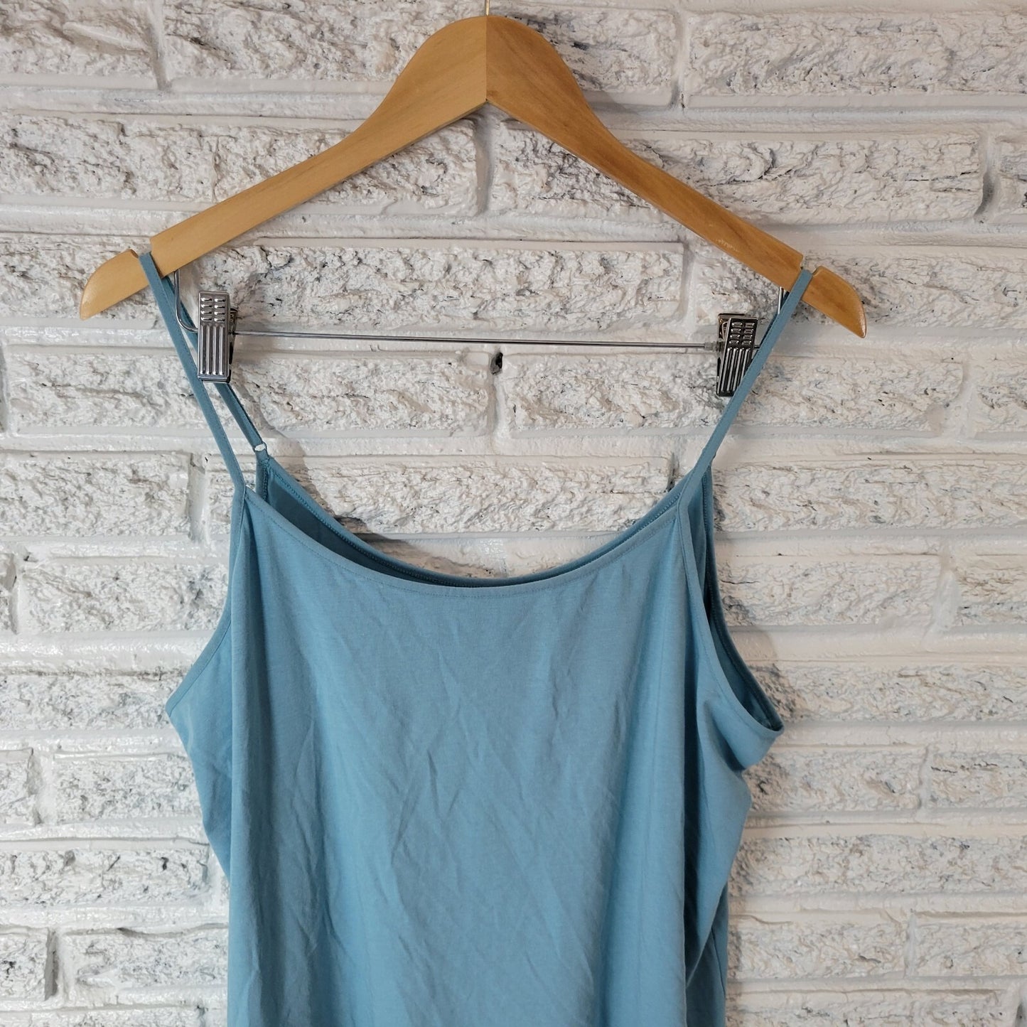 Time Tru Womens Top XXL 20 Plus Camisole Adjustable Spaghetti Cotton Blend Blue