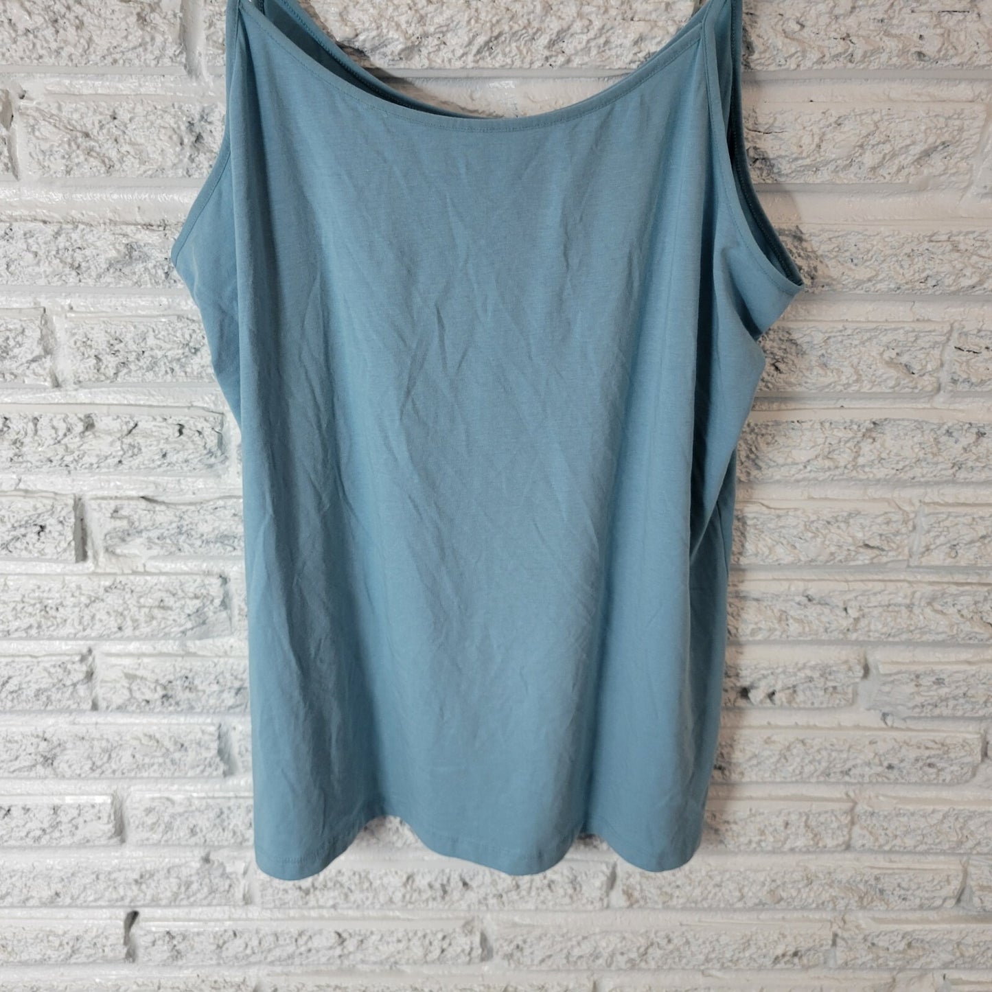 Time Tru Womens Top XXL 20 Plus Camisole Adjustable Spaghetti Cotton Blend Blue