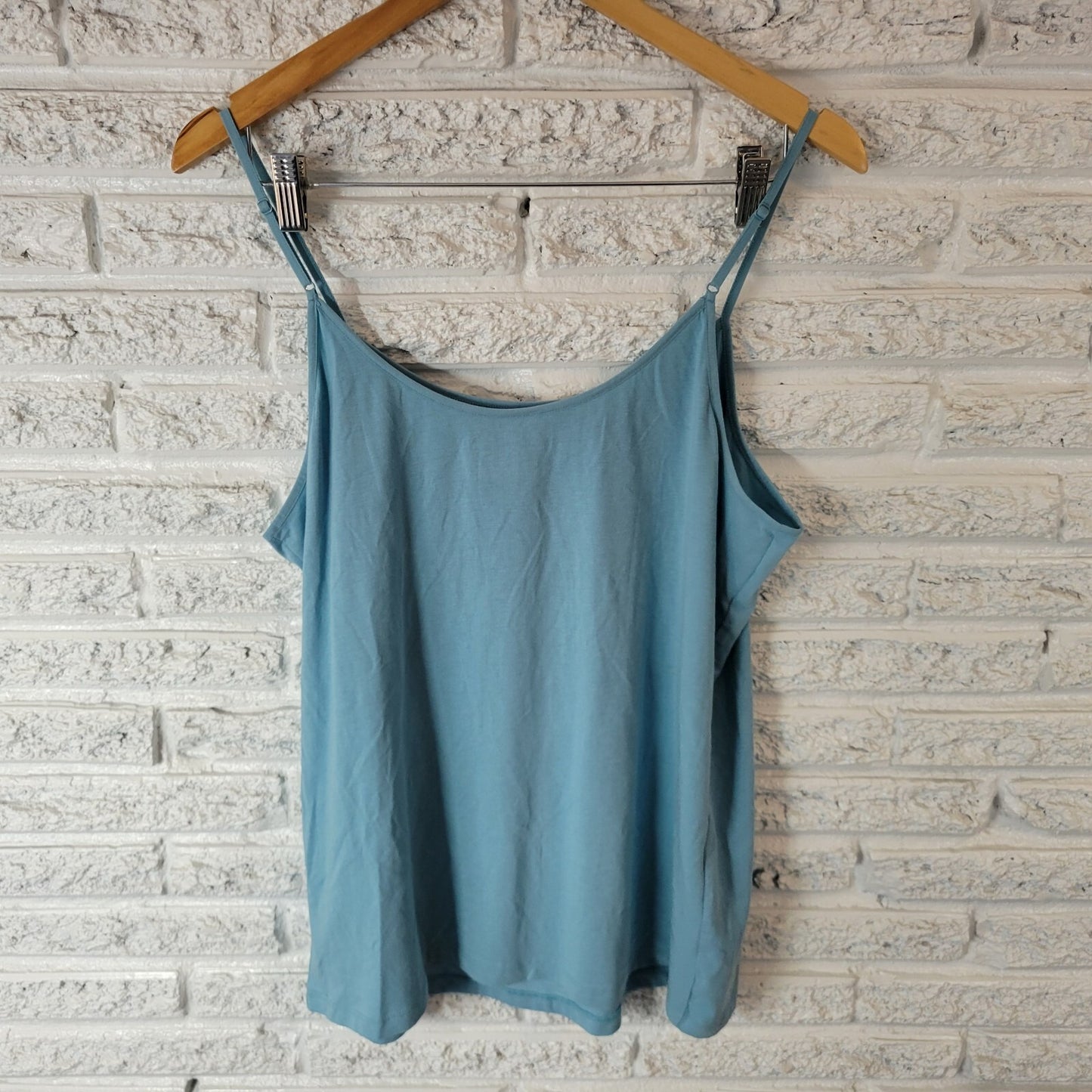 Time Tru Womens Top XXL 20 Plus Camisole Adjustable Spaghetti Cotton Blend Blue