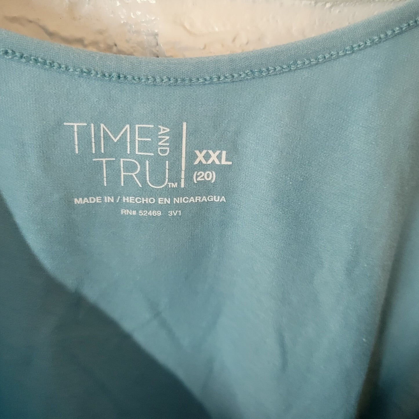 Time Tru Womens Top XXL 20 Plus Camisole Adjustable Spaghetti Cotton Blend Blue