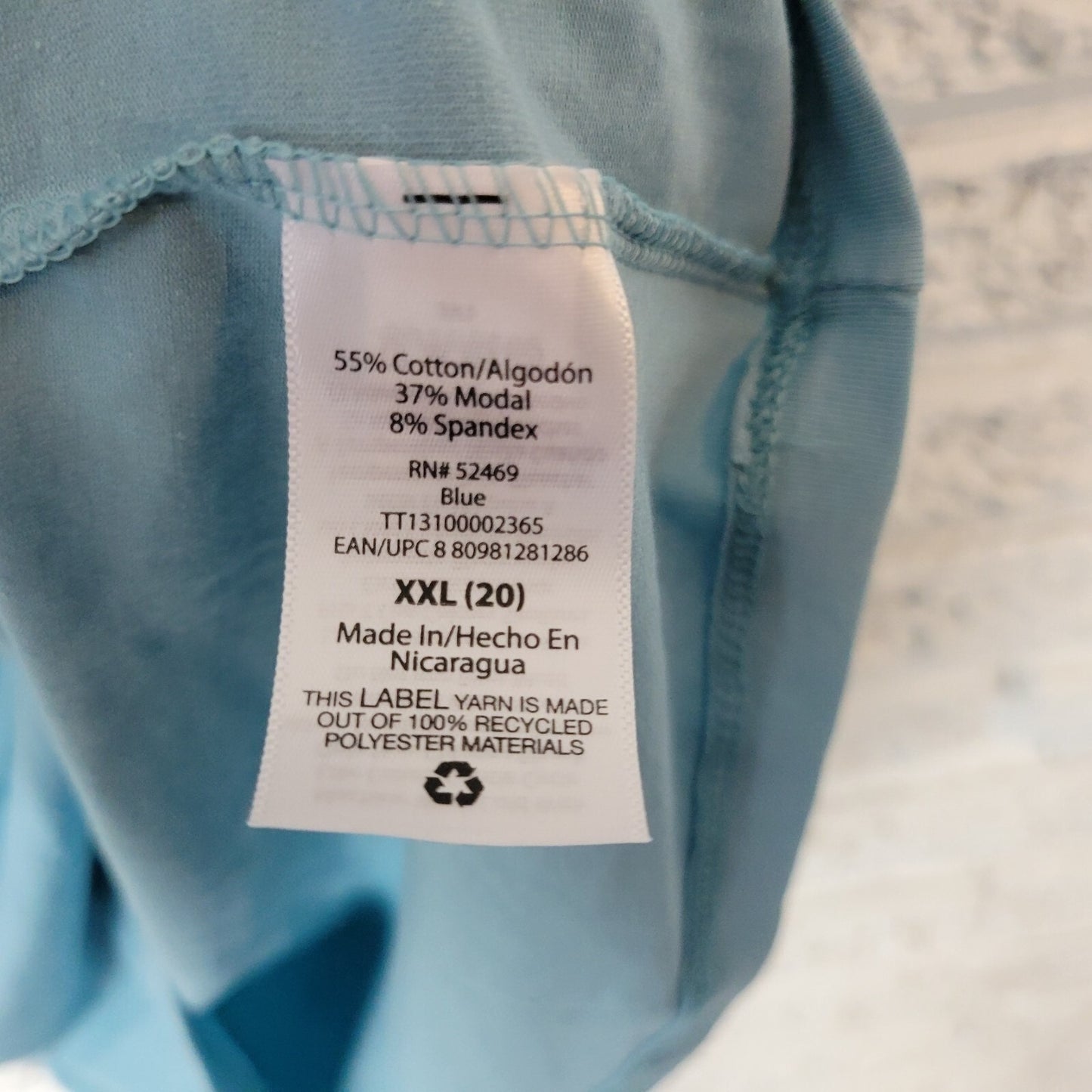 Time Tru Womens Top XXL 20 Plus Camisole Adjustable Spaghetti Cotton Blend Blue