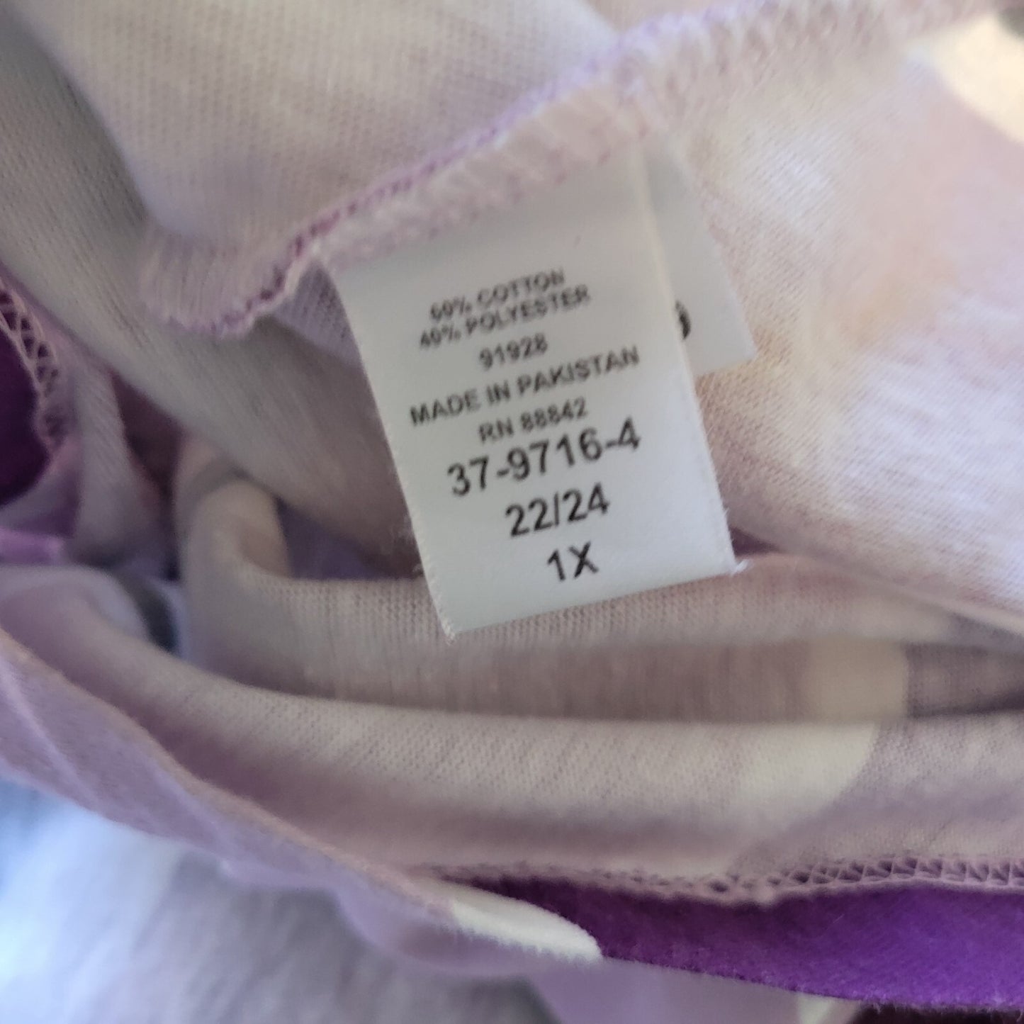 Roamans Womens Top 1X 22 24 Plus Tunic Purple Black Stripe Comfy Cotton Blend