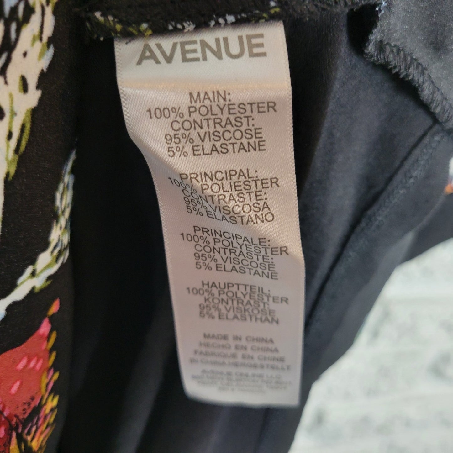 Avenue Women Top 30 32 Plus Tunic Cap Sleeve Black Pink Floral Polyester Office