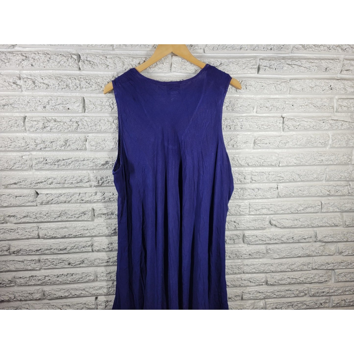 Easy Essentials Womens Dress 2X Plus Swim Coverup Sleeveless Embroidered Blue