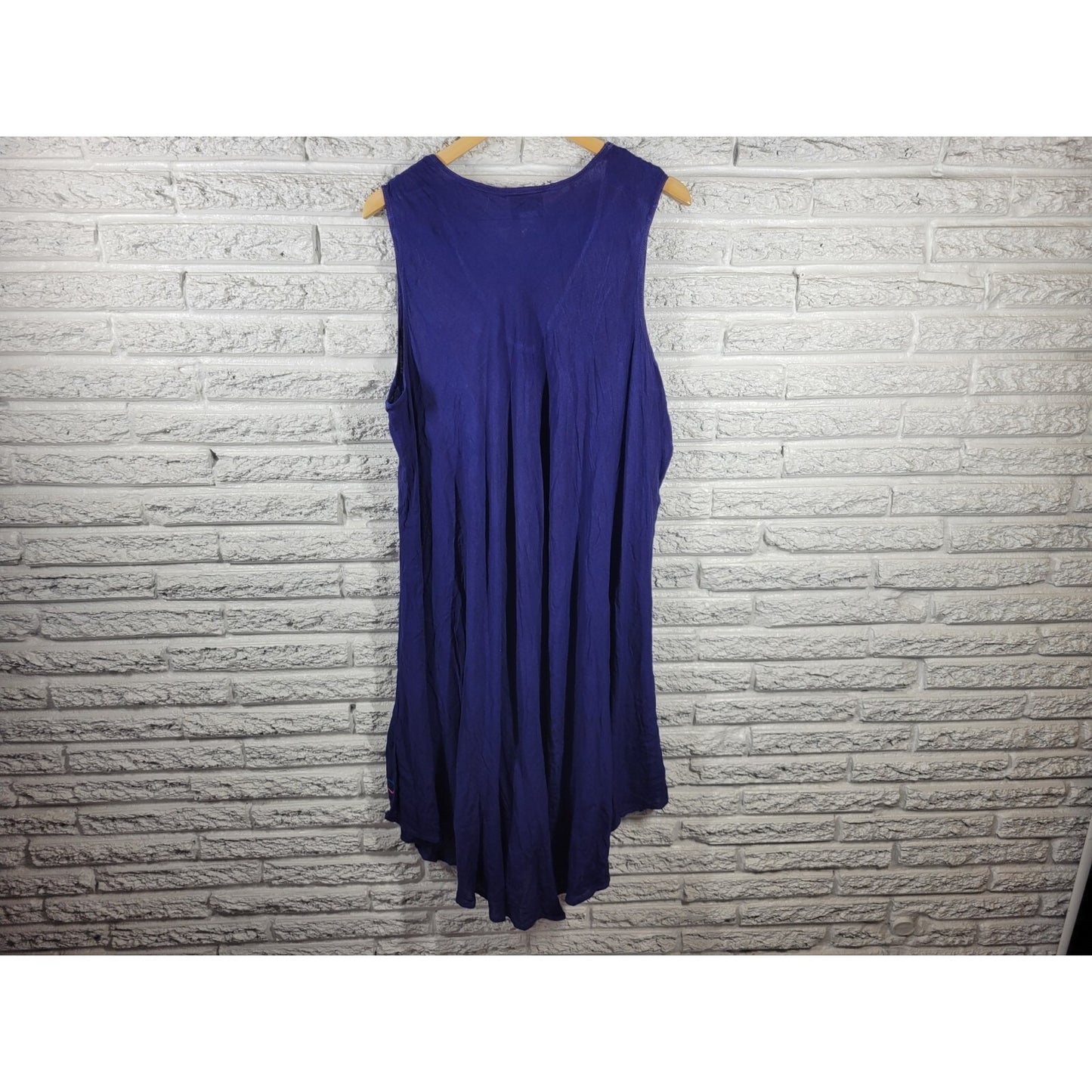 Easy Essentials Womens Dress 2X Plus Swim Coverup Sleeveless Embroidered Blue