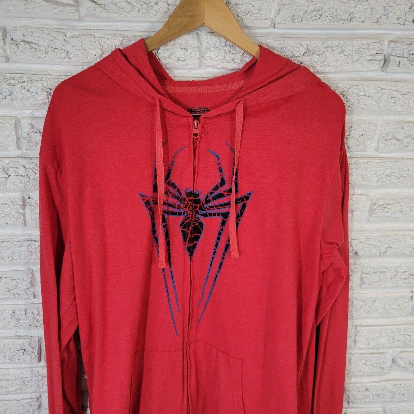 Marvel Spiderman Womens Top 2XL Plus Long Sleeve Hoodie Red Lightweight Full Zip