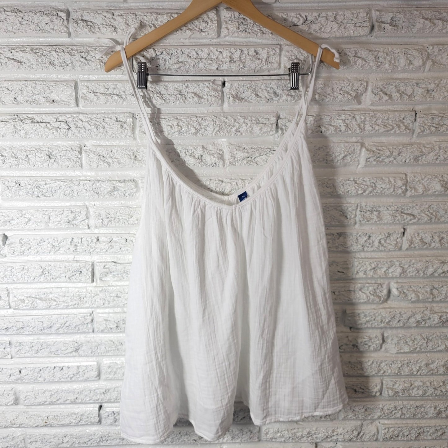 Old Navy Womens Top 4X Plus Camisole Tied Spaghetti Straps Casual Cotton Sheer