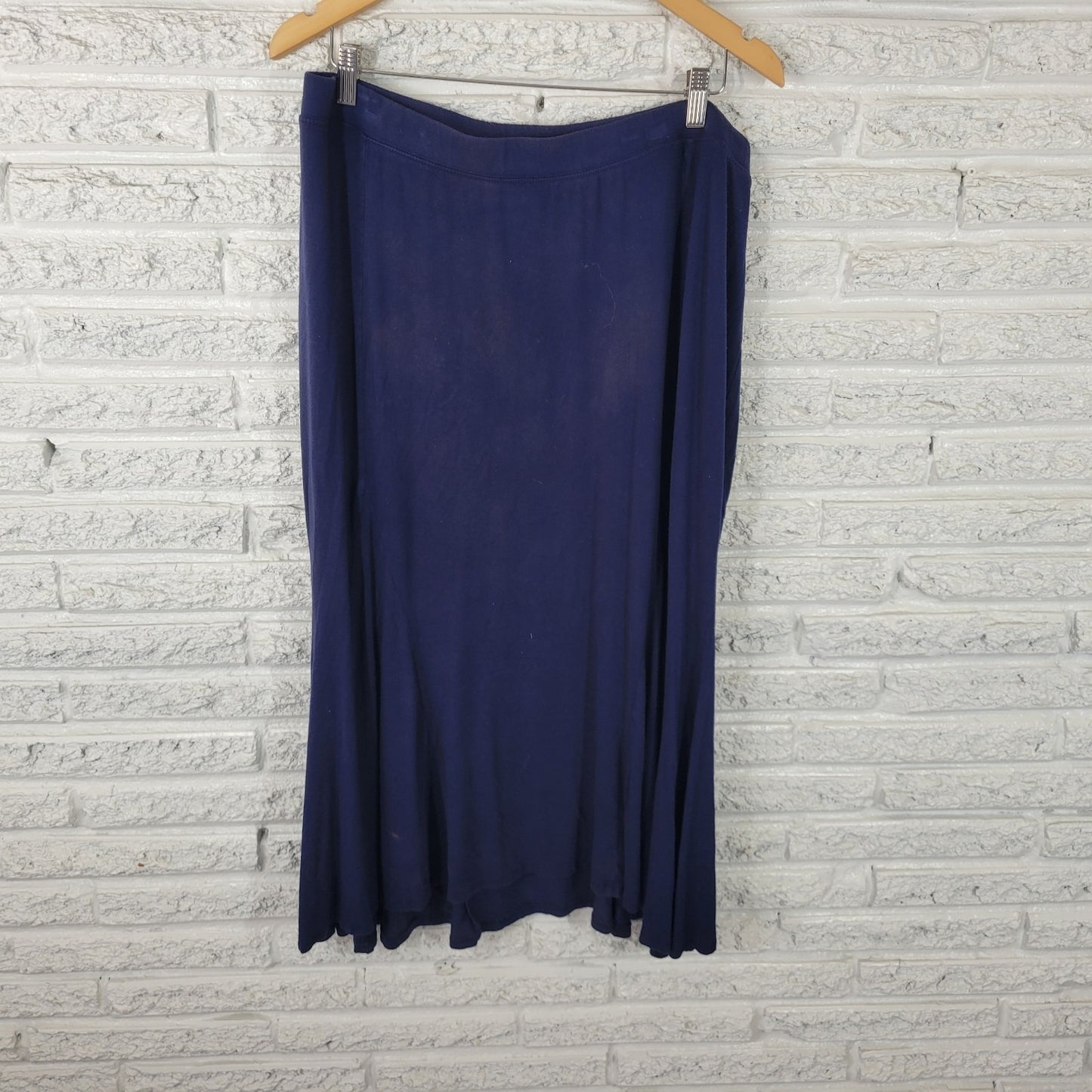 Catherines Any Wear Womens Skirt 1XWP Plus Petite Blue Pull On ALine Rayon Blend