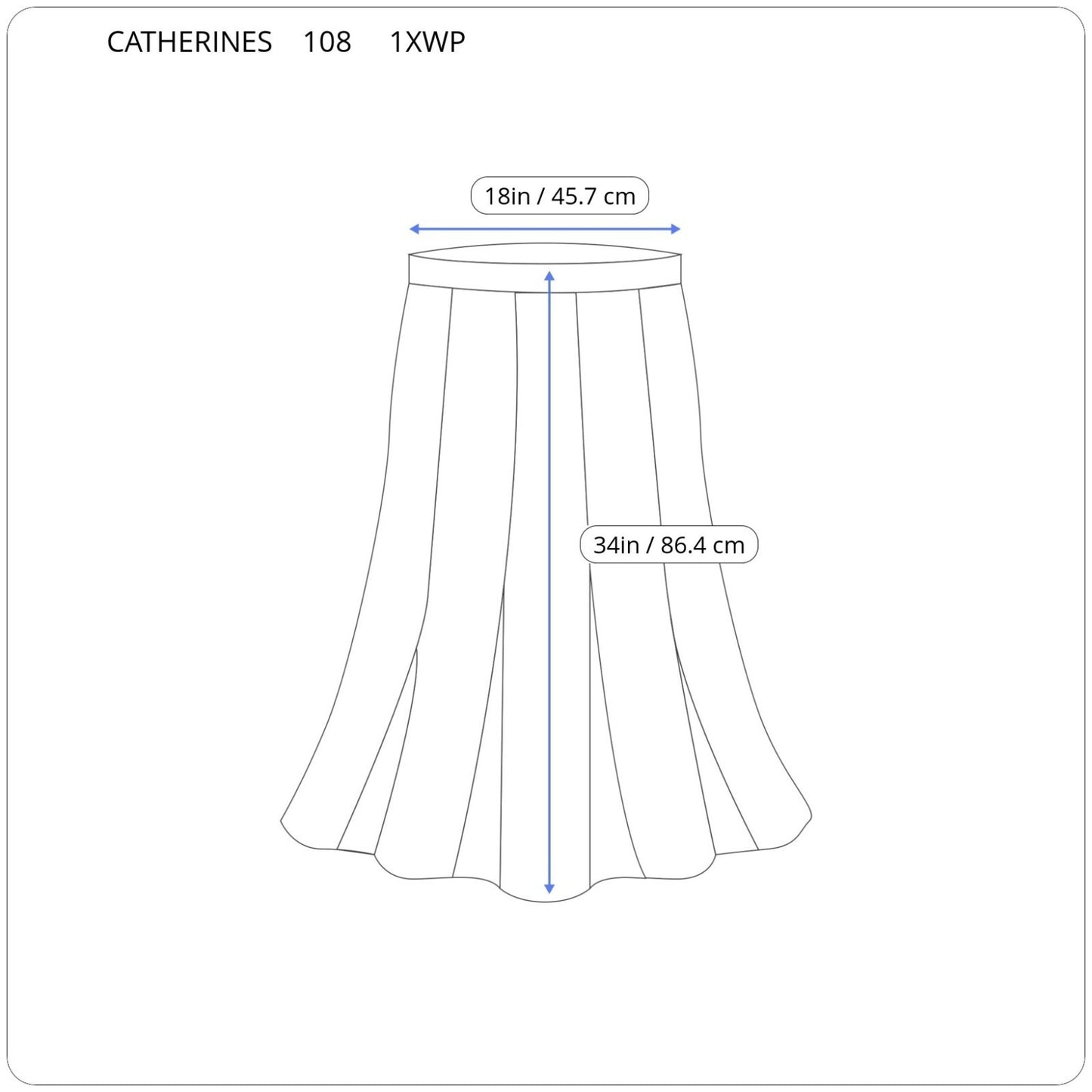 Catherines Any Wear Womens Skirt 1XWP Plus Petite Blue Pull On ALine Rayon Blend