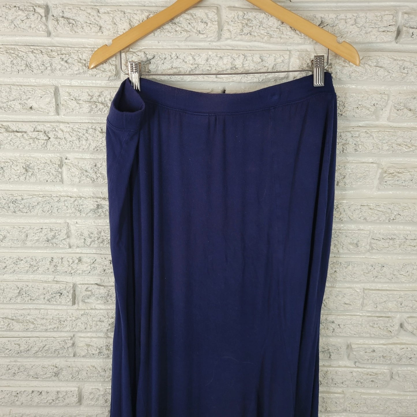 Catherines Any Wear Womens Skirt 1XWP Plus Petite Blue Pull On ALine Rayon Blend