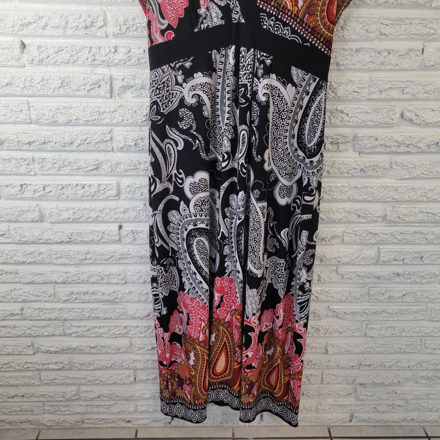 Elie McCarthy Womens Dress 1X Plus Sheath Midi Sleeveless Red Paisley Office