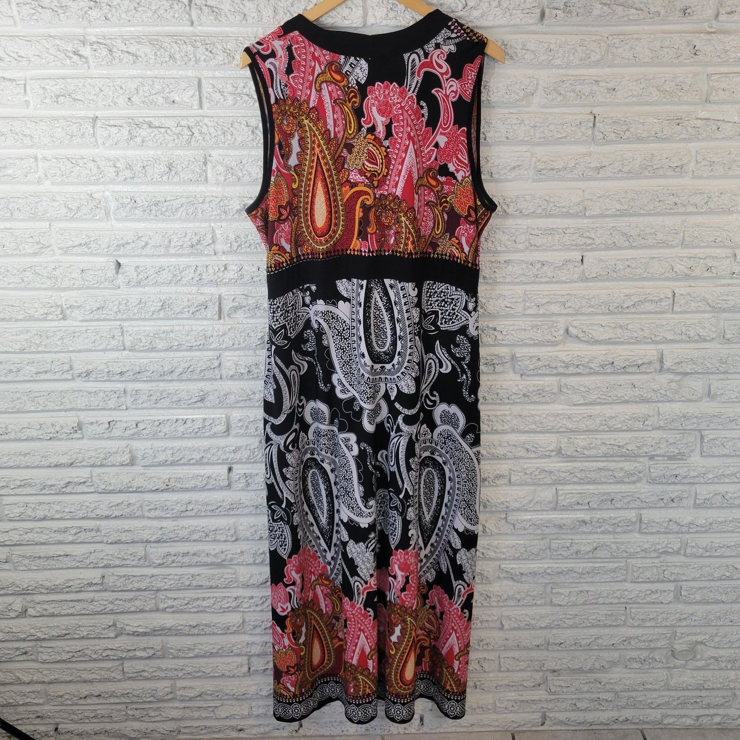 Elie McCarthy Womens Dress 1X Plus Sheath Midi Sleeveless Red Paisley Office