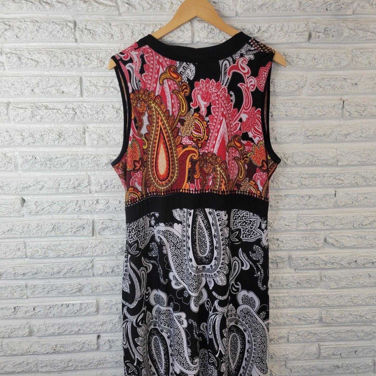 Elie McCarthy Womens Dress 1X Plus Sheath Midi Sleeveless Red Paisley Office