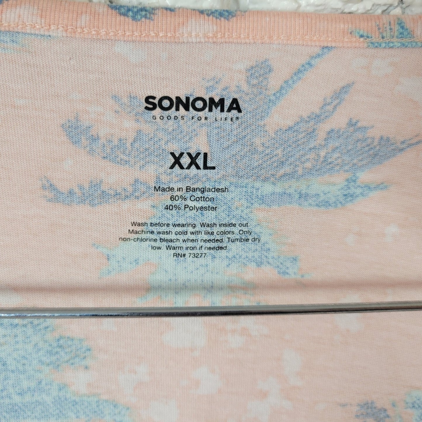 Sonoma Womens Top XXL Plus Tank Tropical Palm Trees Blue Floral Lightweight