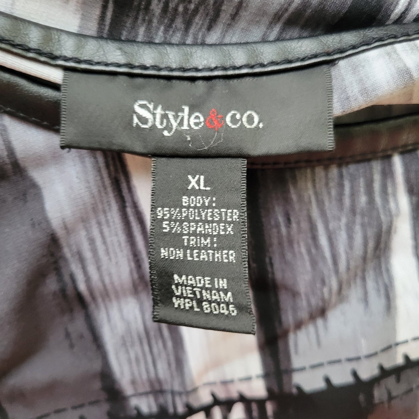 Style & Co XL Top Womens Black Gray Watercolor Tunic T-Shirt Short Sleeve